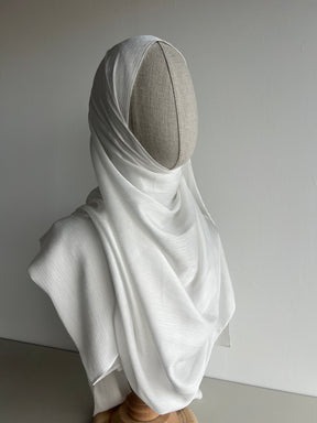 Crinkle Satin Hijab – Pure White