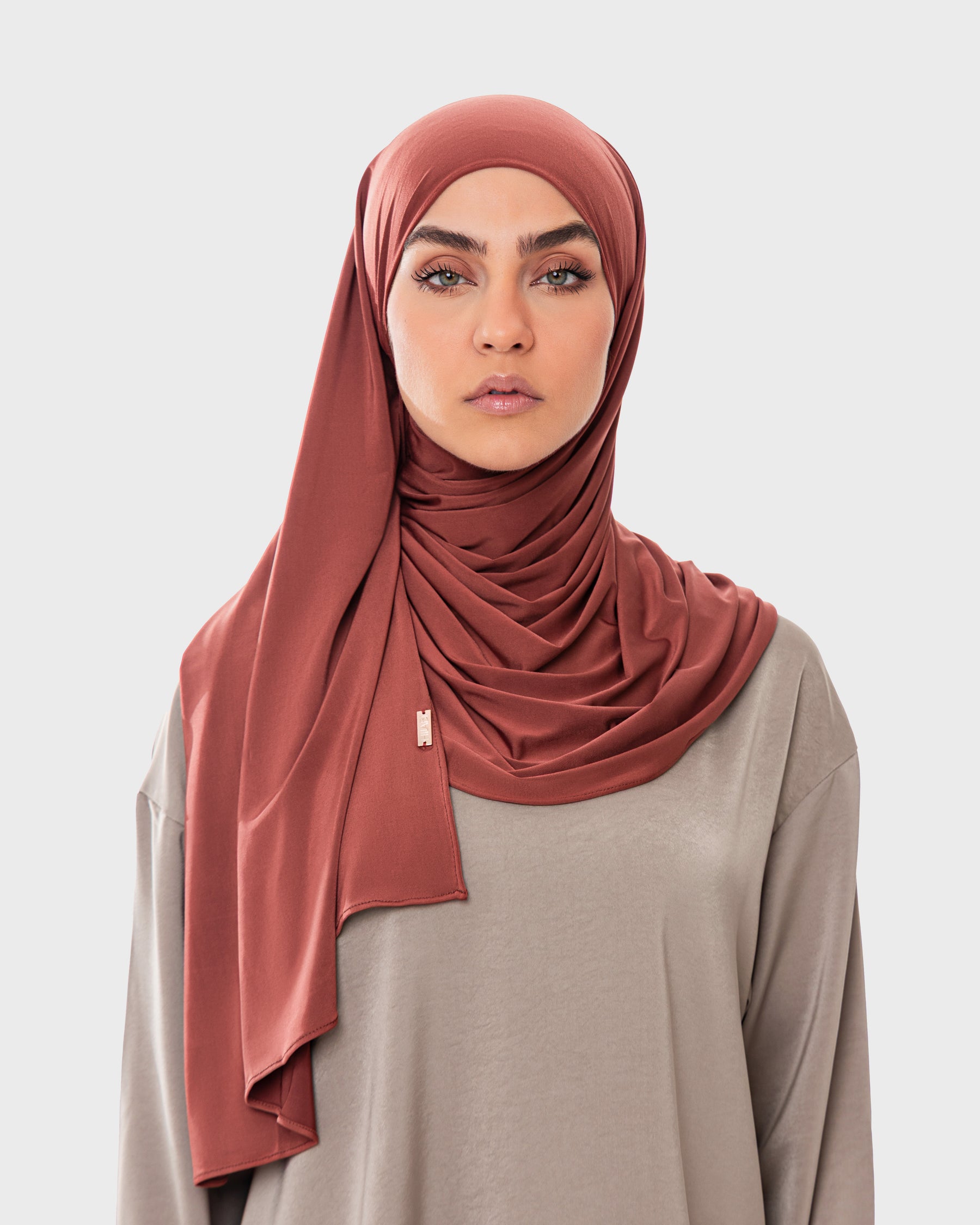 LIQUID JERSEY HIJAB - Cognac