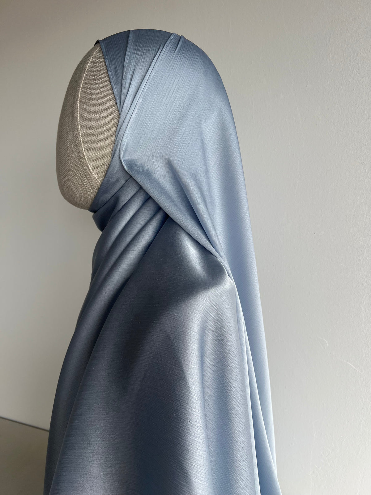 Crinkle Satin Hijab – Ice Blue
