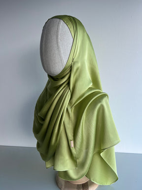 Crinkle Satin Hijab - Gift Green