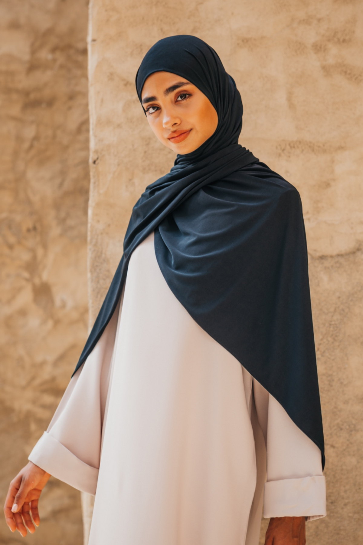 Satin Jersey Hijab - Svart 