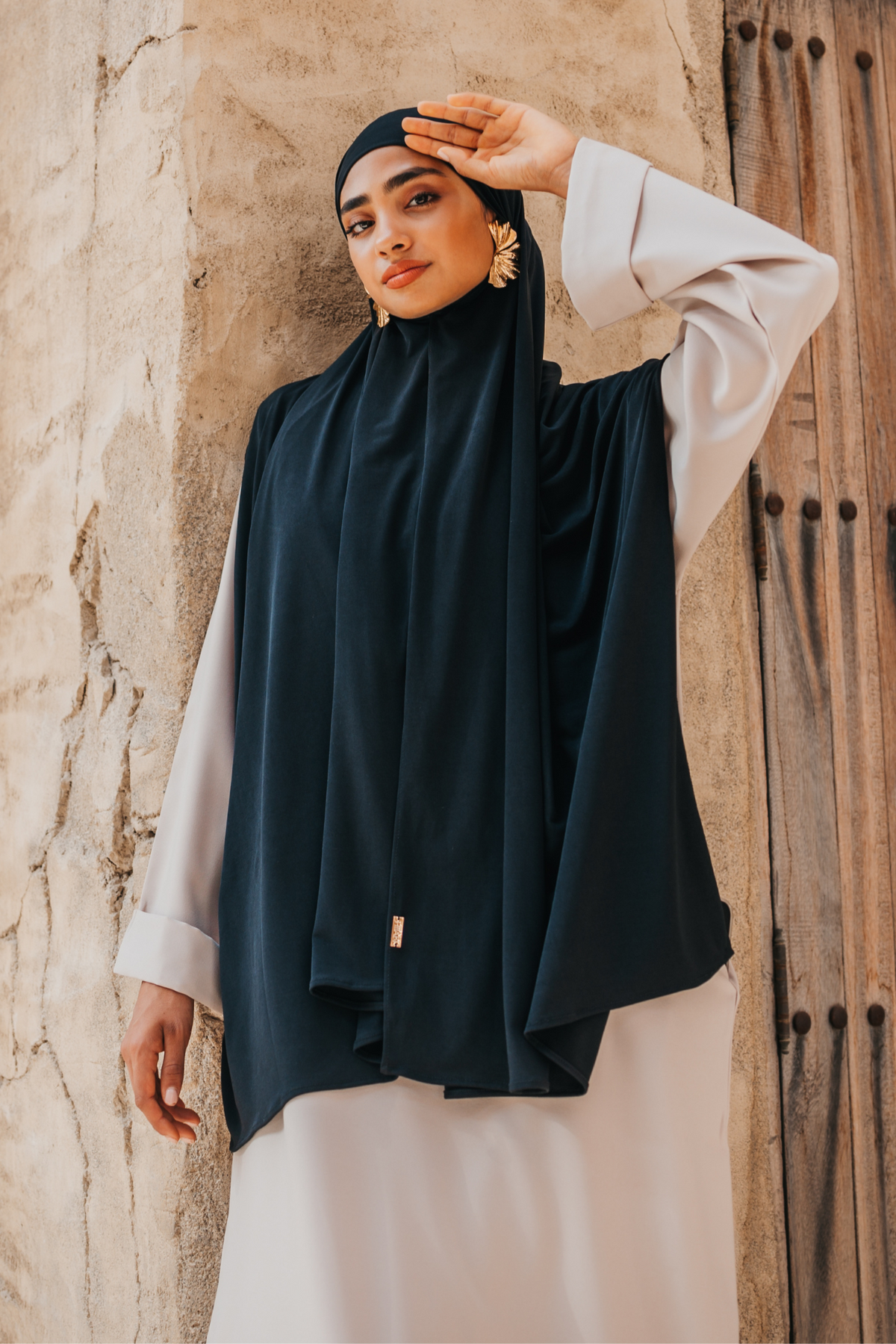 Satin Jersey Hijab - Svart 