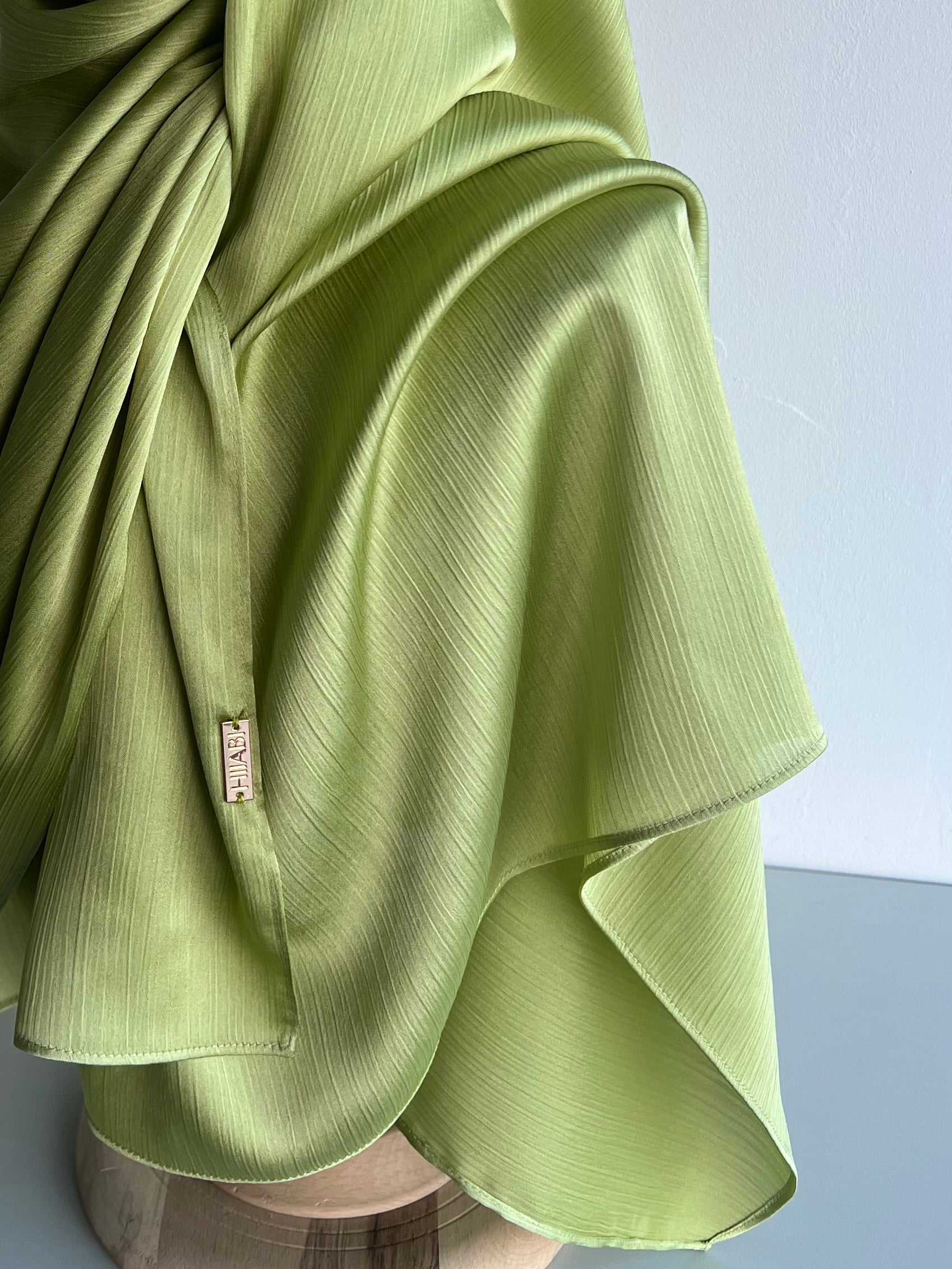 Crinkle Satin Hijab - Gift Green