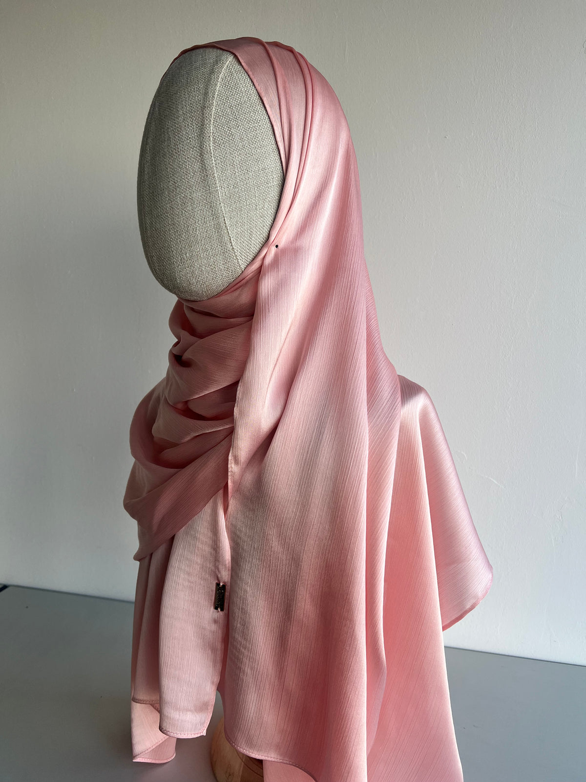 Crinkle Satin Hijab - Soft Rose