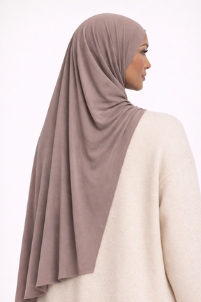Satin Jersey Hijab – Warm Mushroom