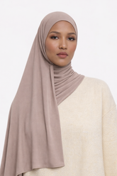 Satin Jersey Hijab – Soft Taupe