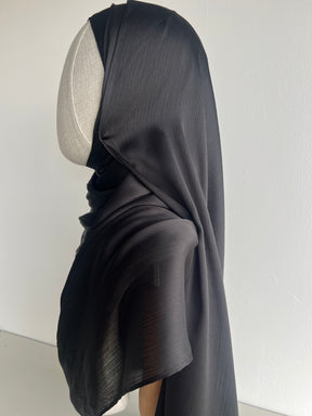 Crinkle Satin Hijab – Deep Black