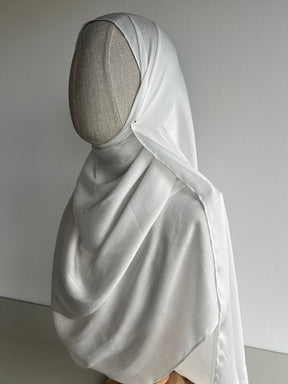 Crinkle Satin Hijab – Pure White