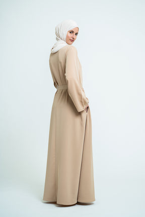 Abaya with zipper beige
