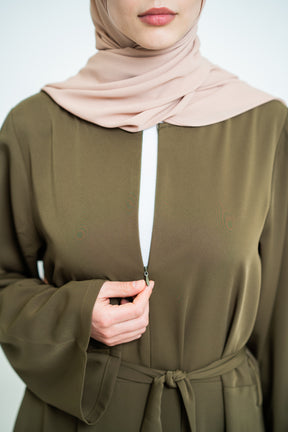 Abaya med dragkedja khaki