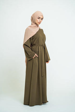 Abaya mit Reißverschluss Khaki