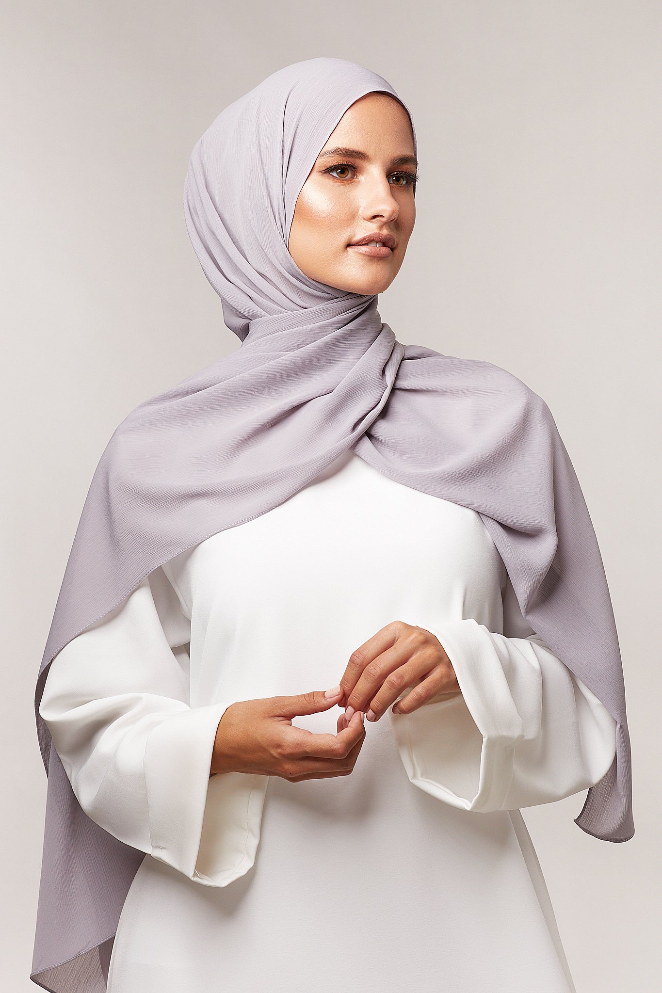 Crinkle Chiffon Hijab - Hellgrau