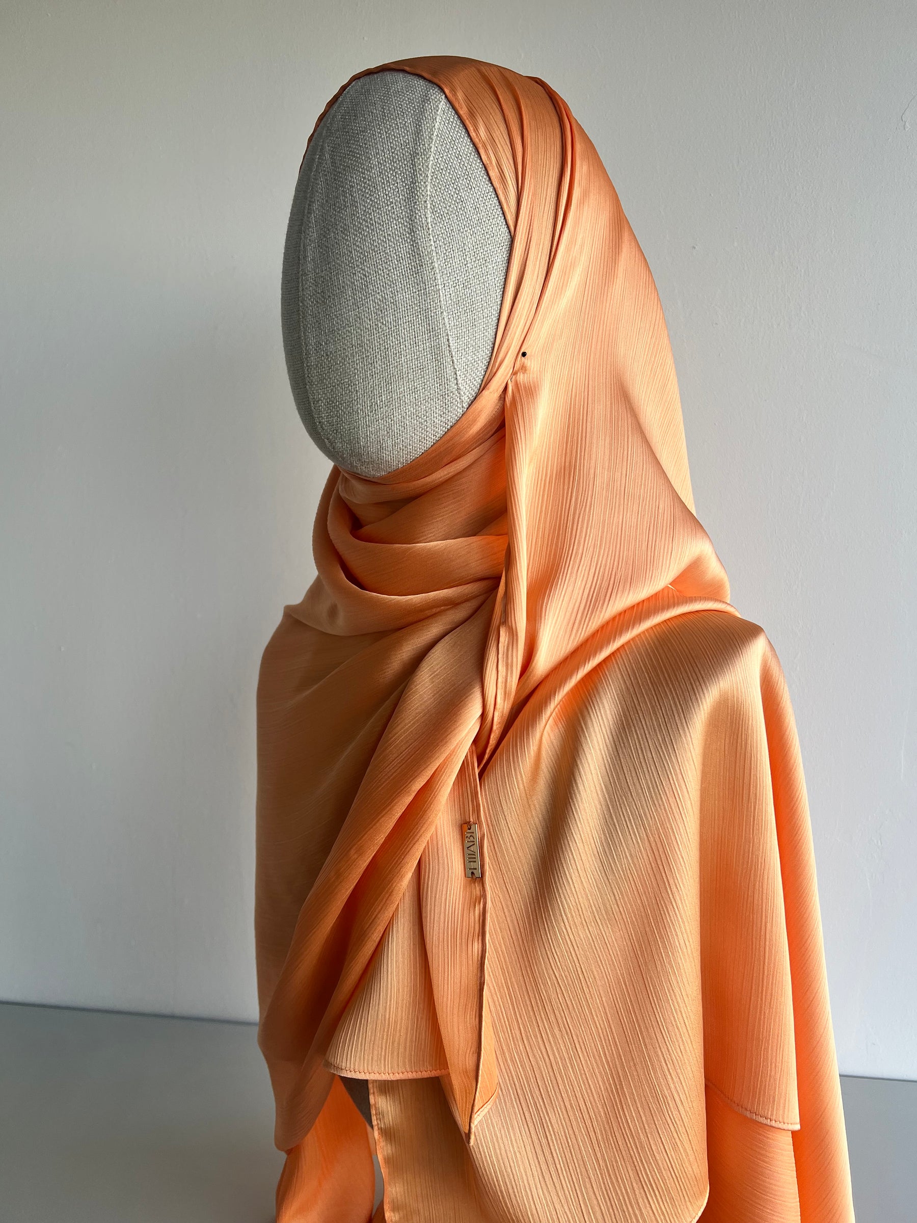 Crinkle Satin Hijab - Apricot Glow