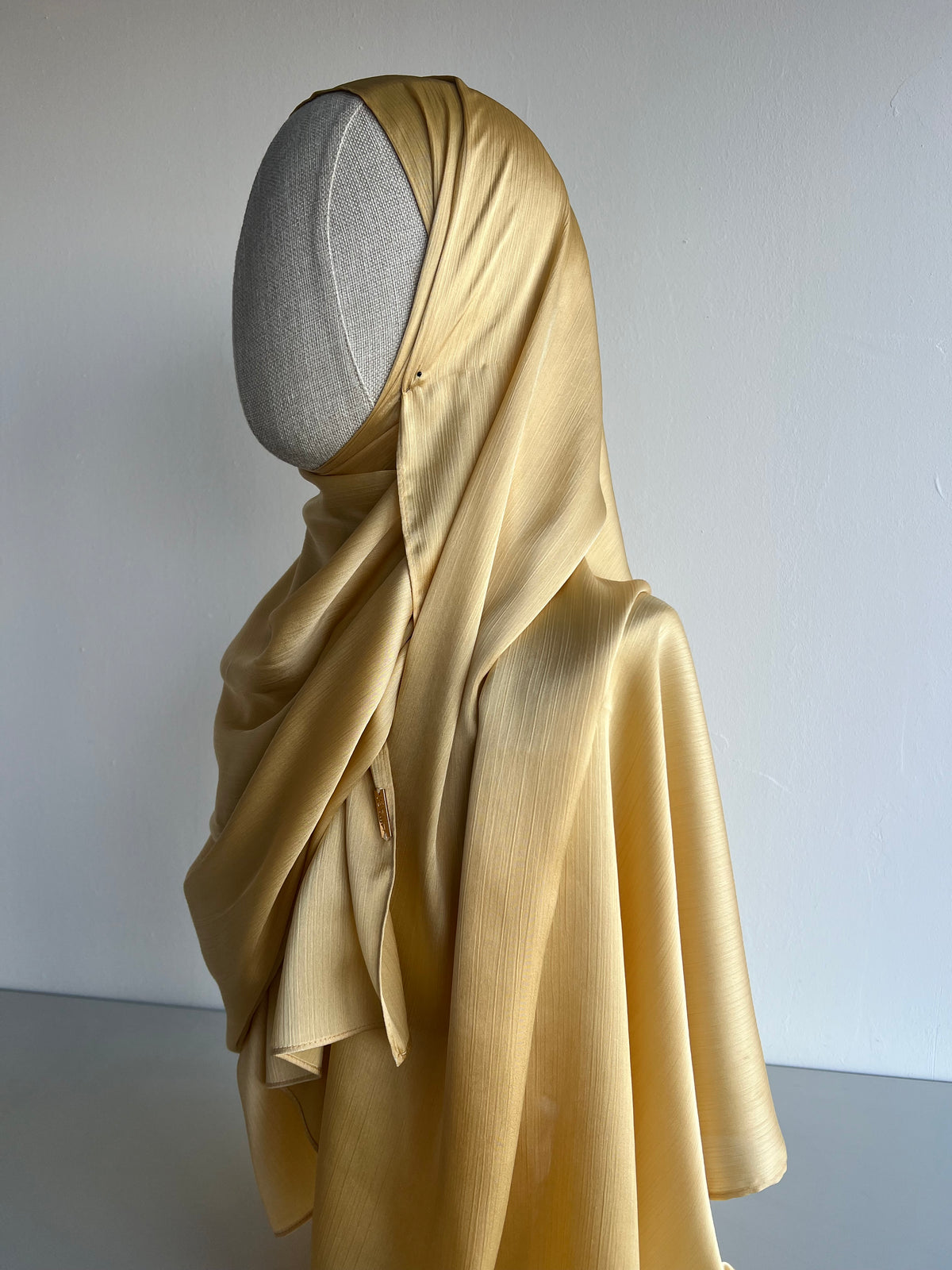 Crinkle Satin Hijab - Butter Yellow