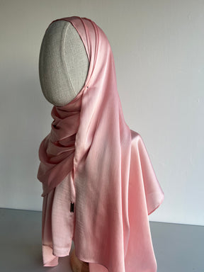 Crinkle Satin Hijab - Soft Rose