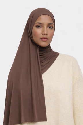 Satin Jersey Hijab – Cocoa Brown
