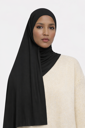 Satin Jersey Hijab – Deep Black