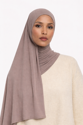 Satin Jersey Hijab – Warm Mushroom