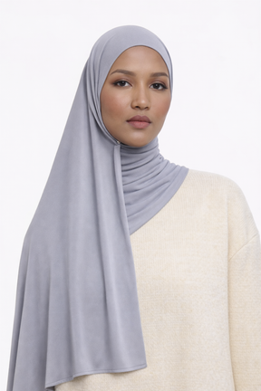 Satin Jersey Hijab – Silver Mist