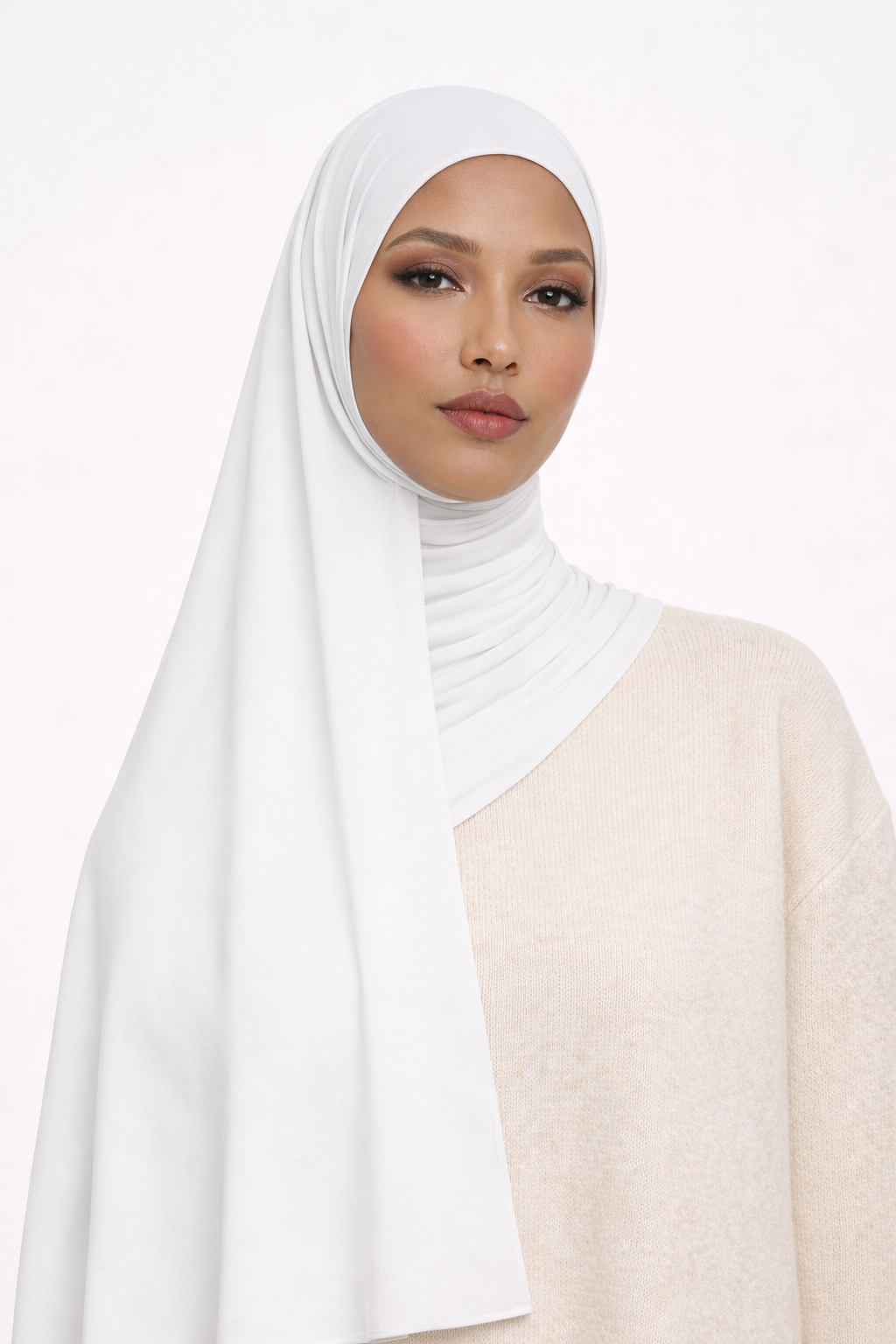 Satin Jersey Hijab – weiß