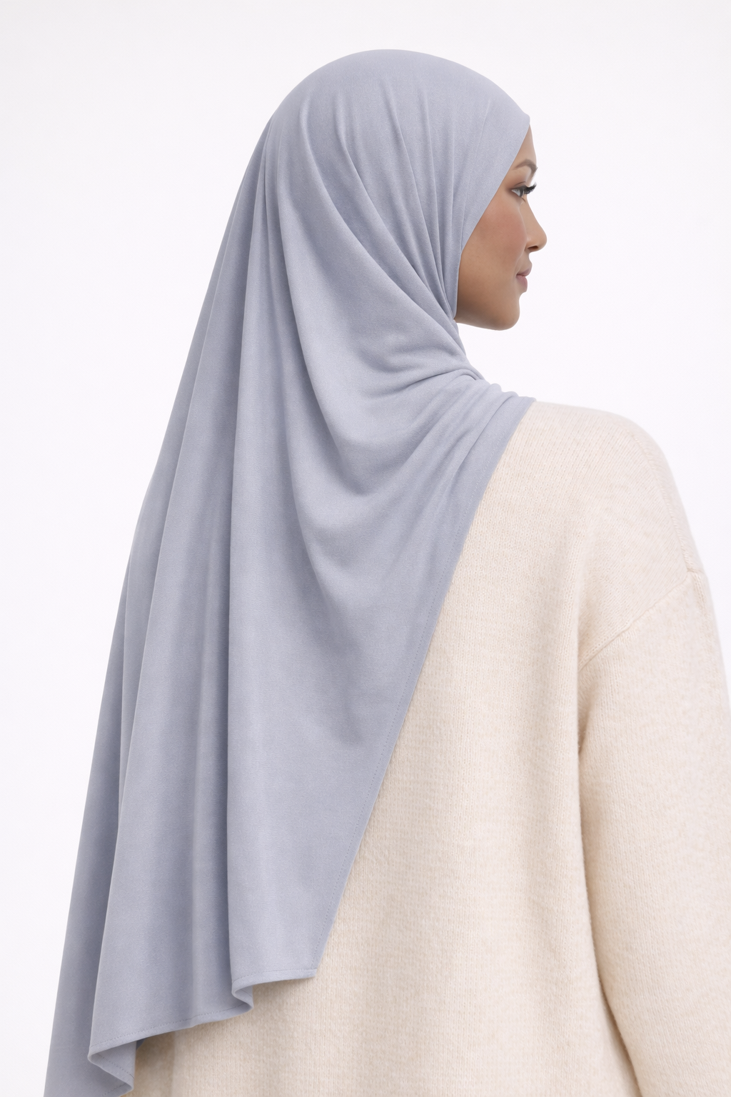 Satin Jersey Hijab – Silver Mist