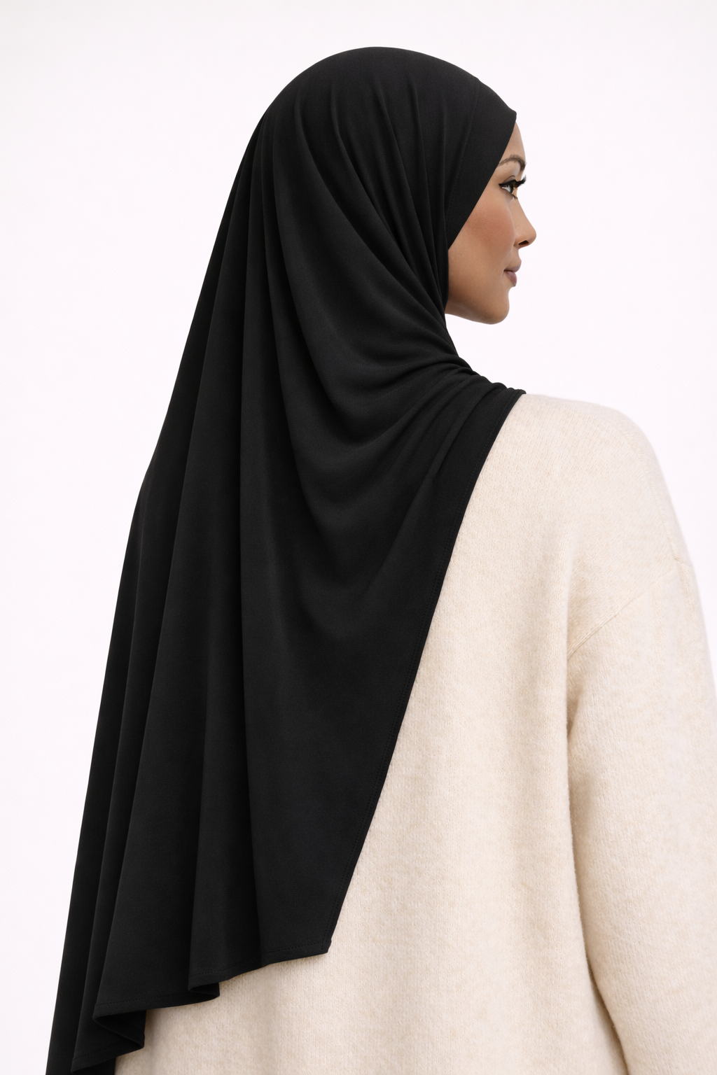 Satin Jersey Hijab – Deep Black