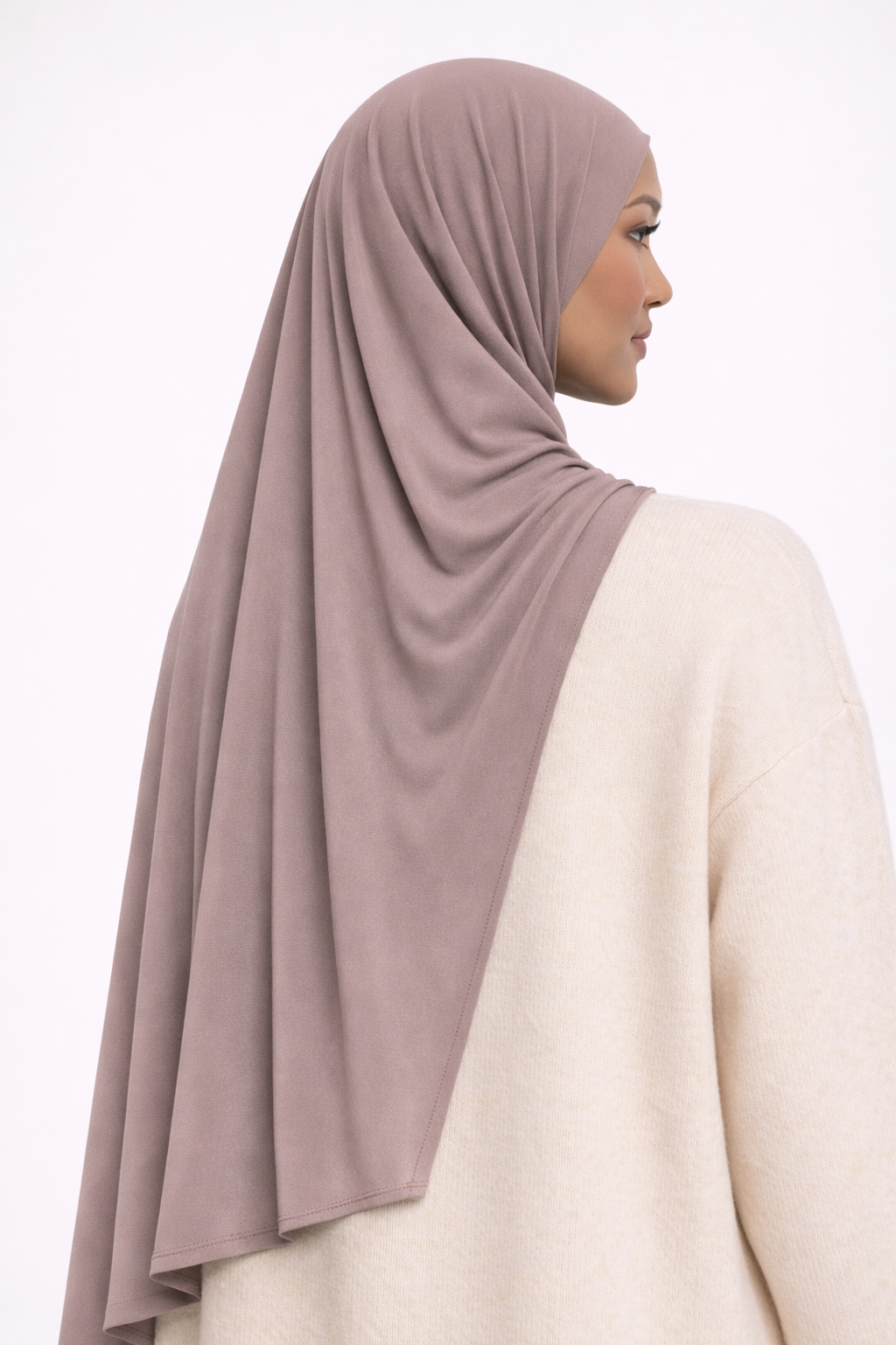 Satin Jersey Hijab – Soft Taupe